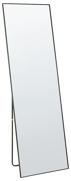 Stojace zrkadlo čierne hliníkový rám 50 x 156 cm obdĺžnikové so stojanom moderný dizajn