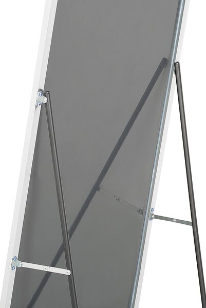 Stojace zrkadlo strieborné hliníkový rám 50 x 156 cm obdĺžnikové so stojanom moderný dizajn