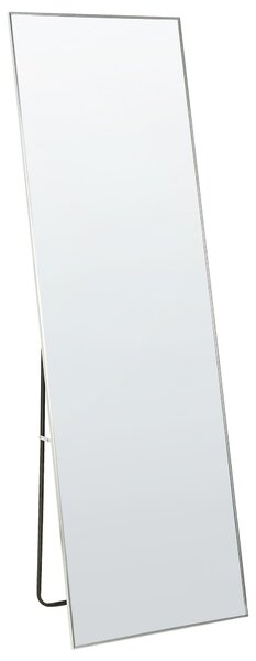 Stojace zrkadlo strieborné hliníkový rám 57 x 170 cm obdĺžnikové so stojanom moderný dizajn