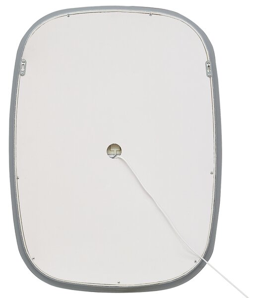 Nástenné kúpeľňové zrkadlo strieborné 58 x 78 cm oválne moderné súčasné kozmetické LED zrkadlo