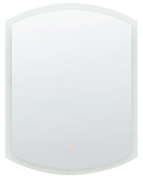 Nástenné kúpeľňové zrkadlo strieborné 60 x 78 cm oválne moderné súčasné kozmetické LED zrkadlo