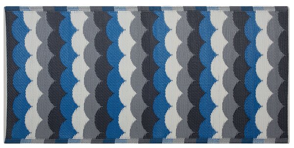 Vonkajší koberec modrý syntetický 90 x 180 cm geometrický vzor ekologický moderný minimalistický