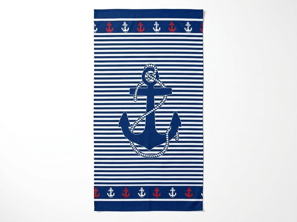 Rýchloschnúca plážová osuška MARITIMO modro-biela 70 x 140 cm, 100% mikrovlákno