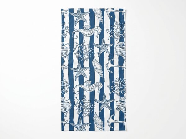 Rýchloschnúca plážová osuška NAUVIA modro-biela 70 x 140 cm, 100% mikrovlákno