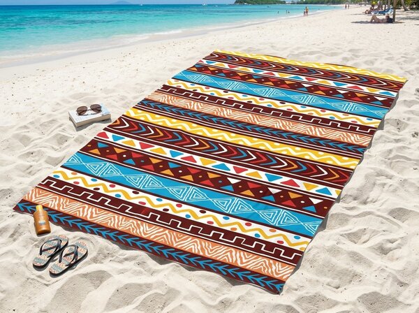 Rýchloschnúca XXL plážová osuška AZTECA farebná 150 x 210 cm, 100% mikrovlákno