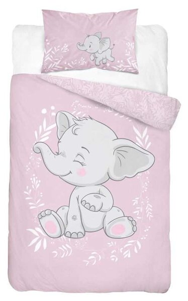 DETEXPOL Obliečky do postieľky Slon baby ružový Bavlna, 100/135, 40/60 cm