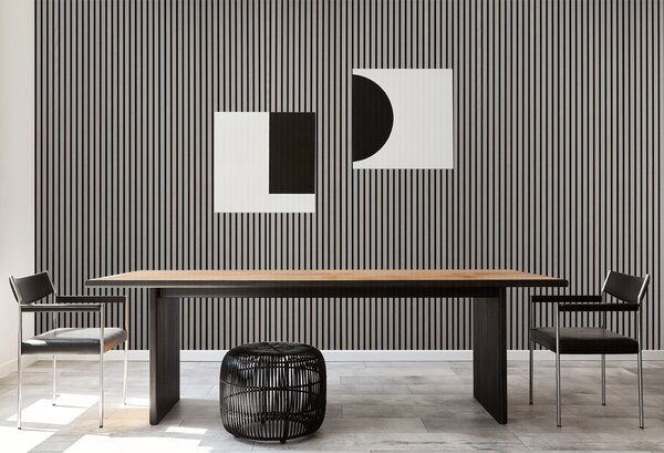 Drevený akustický panel, 2400 x 600 mm, B2BP009, dub grafitový
