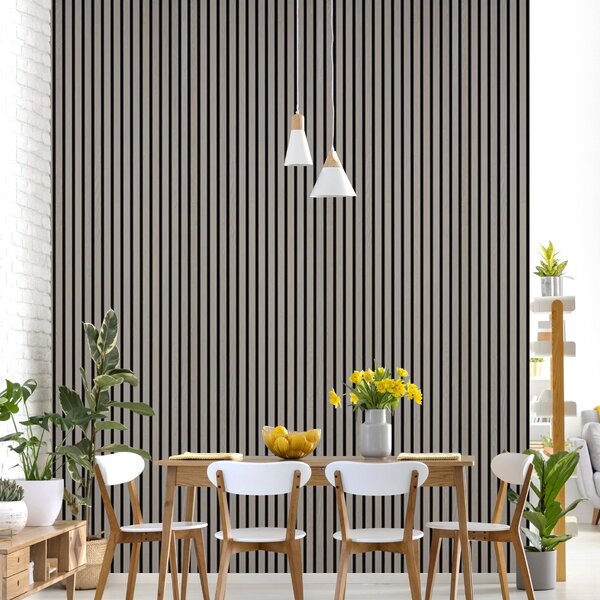Drevený akustický panel, 2400 x 600 mm, B2BP009, dub grafitový