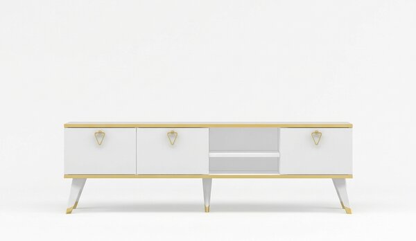 TV stolík CAROL 160 cm, biela/zlatá