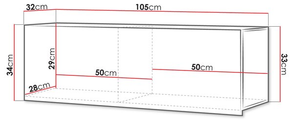 Závesná polica s dvierkami CHEMUNG 4 - biela / lesklá biela