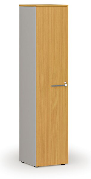 Úzka kancelárska skriňa PRIMO GRAY, 400 x 420 x 1781 mm, sivá/buk
