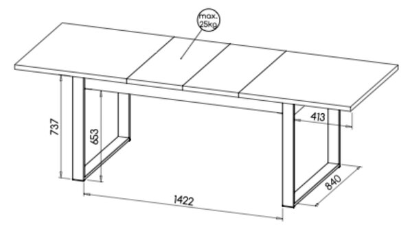 Rozkladací jedálenský stôl Lamelo 160-240x90 - dub wotan/čierna