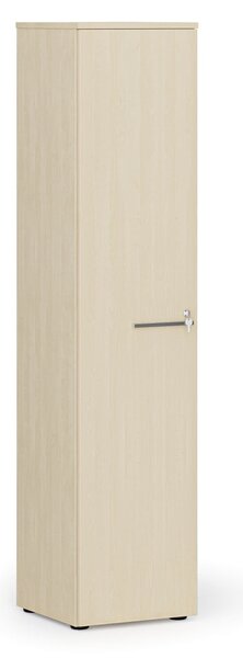 Úzka kancelárska skriňa PRIMO WOOD, 400 x 420 x 1781 mm, breza