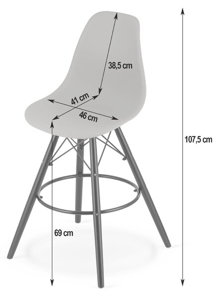 Sivá barová stolička CARBRY LAMAL s čiernymi nohami