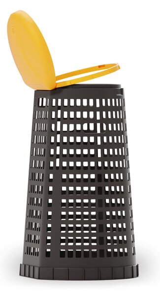 Plastový odpadkový kôš na 120 l vrecia, čierny, žlté veko