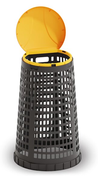 Plastový odpadkový kôš na 120 l vrecia, čierny, žlté veko