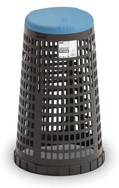 Plastový odpadkový kôš na 120 l vrecia, čierny, modré veko