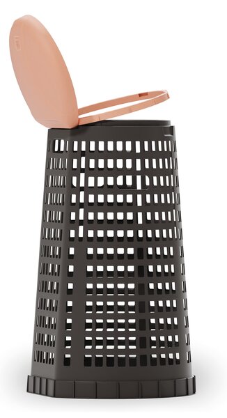 Plastový odpadkový kôš na 120 l vrecia, čierny, červené veko