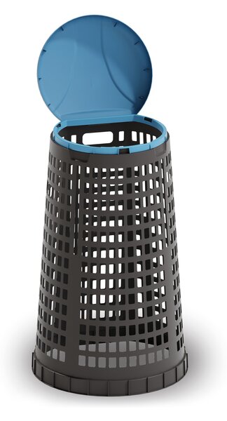 Plastový odpadkový kôš na 120 l vrecia, čierny, modré veko