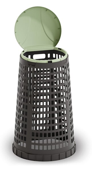 Plastový odpadkový kôš na 120 l vrecia, čierny, zelené veko