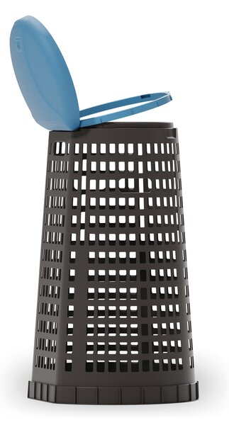 Plastový odpadkový kôš na 120 l vrecia, čierny, modré veko