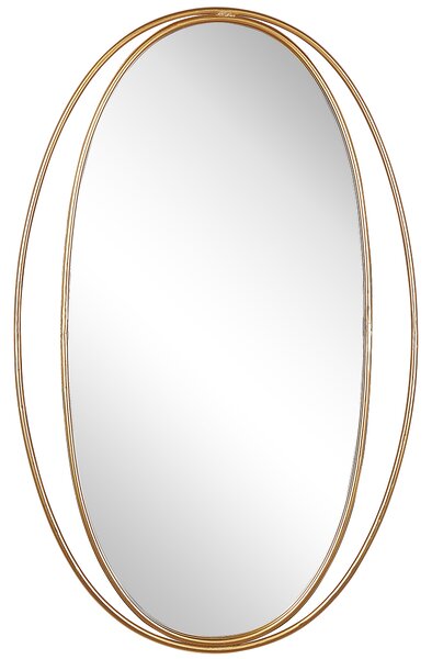 Nástenné zrkadlo zlatá oceľ sklo 90 x 55 cm oválny tvar art deco glamour štýl obývačka spálňa