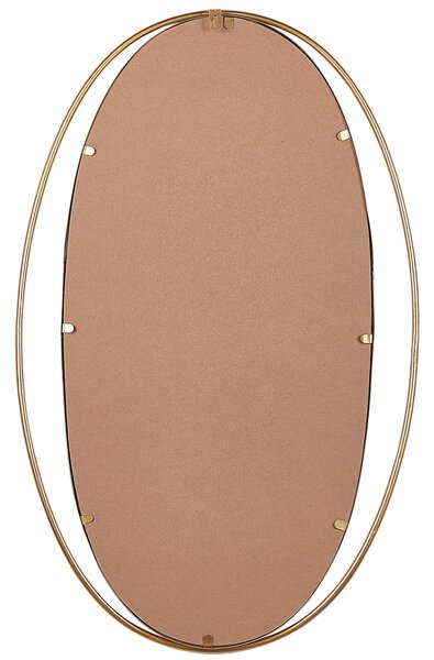 Nástenné zrkadlo zlatá oceľ sklo 90 x 55 cm oválny tvar art deco glamour štýl obývačka spálňa