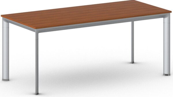 Rokovací kancelársky stôl PRIMO INVITATION, 180x80 cm, sivostrieborná podnož, čerešňa