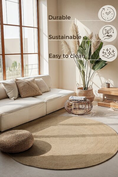 Hanse Home, Kusový koberec Jute Braided 106007 Ivory kruh, 100x100 (priemer) kruh, béžová, chodba / predsieň
