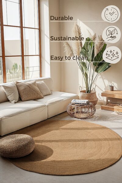 Hanse Home, Kusový koberec Jute Braided 106005 Gold kruh, 100x100 (priemer) kruh, béžová, chodba / predsieň
