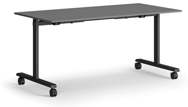 Mobilný stôl MATCH, 160x80 cm, čierna podnož, grafit