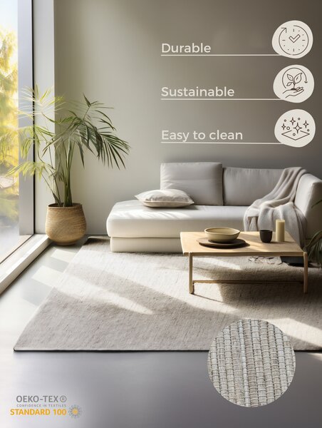 Hanse Home , Kusový koberec Handloom 105960 Dhaka Ivory White, 60x90, biela, chodba / predsieň