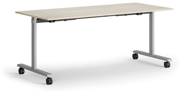 Mobilný stôl MATCH, 180x80 cm, sivá podnož, dub prírodný