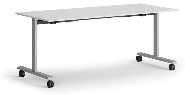 Mobilný stôl MATCH, 180x80 cm, sivá podnož, biela