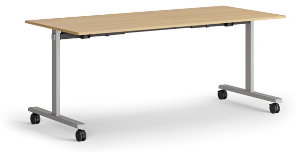 Mobilný stôl MATCH, 180x80 cm, sivá podnož, buk