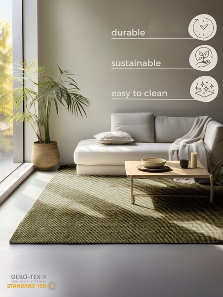 Hanse Home, Kusový koberec Bouclé Jute 105977 Jungle Green, 160x230, zelená, chodba / predsieň