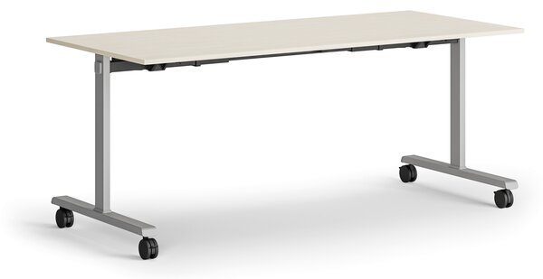 Mobilný stôl MATCH, 180x80 cm, sivá podnož, breza