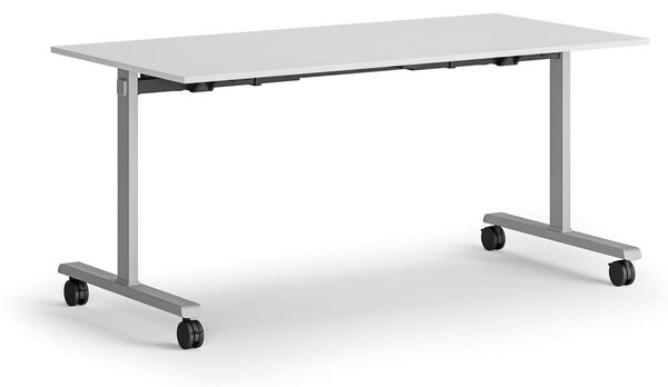 Mobilný stôl MATCH, 160x80 cm, sivá podnož, biela