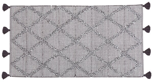 Koberec hnedý bavlnený 80 x 150 cm geometrický vzor so strapcami orientálny obývačka spálňa