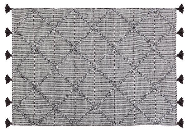 Koberec hnedý bavlnený 140 x 200 cm geometrický vzor so strapcami orientálny obývačka spálňa