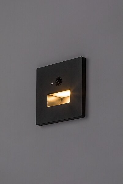 Rabalux 77197-LED Schodové svietidlo s pohybovým a súmrakovým senzorom LUNCA 1W/230V 3000/4500/6500K Čierna