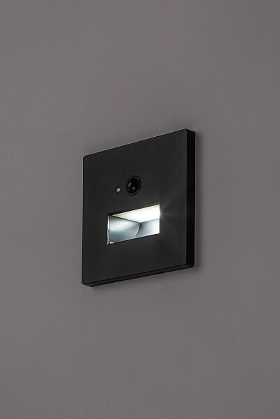 Rabalux 77197-LED Schodové svietidlo s pohybovým a súmrakovým senzorom LUNCA 1W/230V 3000/4500/6500K Čierna