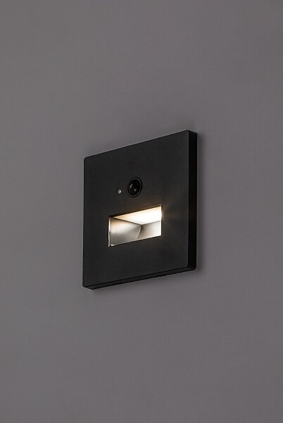 Rabalux 77197-LED Schodové svietidlo s pohybovým a súmrakovým senzorom LUNCA 1W/230V 3000/4500/6500K Čierna