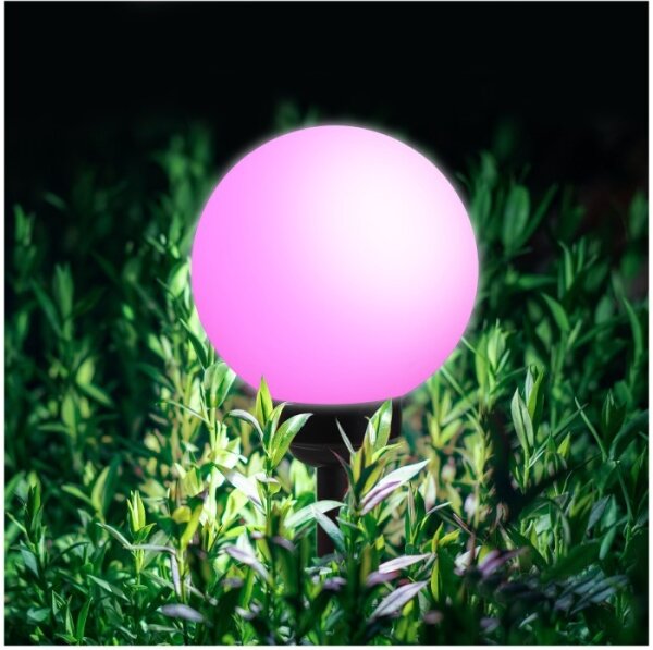 LED RGB solárna lampa SPHERE, LED 1,2 V, IP44, 200 mAh, priemer 20 cm