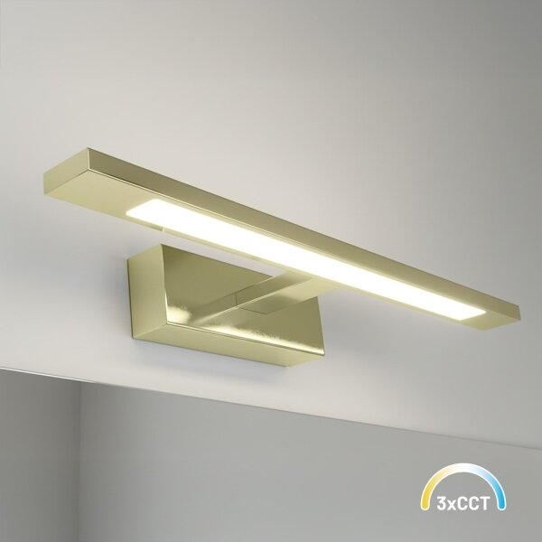 LED kúpeľňové osvetlenie nad zrkadlo KLIMT, 8 W, 230 V, 3000/4000/6000 K, 40 cm, IP44, zlaté