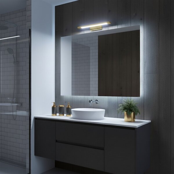 LED kúpeľňové osvetlenie nad zrkadlo KLIMT, 8 W, 230 V, 3000/4000/6000 K, 40 cm, IP44, zlaté