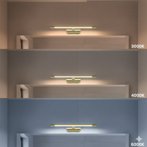 LED kúpeľňové osvetlenie nad zrkadlo KLIMT, 8 W, 230 V, 3000/4000/6000 K, 40 cm, IP44, zlaté