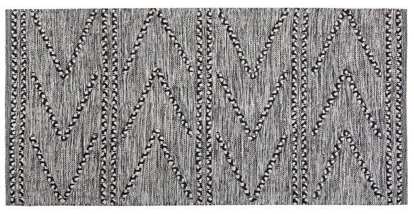 Koberec čierny s bielym bavlnený všívaný 80 x 150 cm krátky vlas geometrický vzor obdĺžnikový moderný