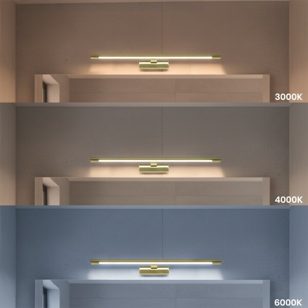 LED osvetlenie zrkadla do kúpeľne KLIMT, 12 W, 230 V, 3000/4000/6000 K, 60 cm, IP44, zlaté
