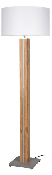 BRITOP Lighting Stojacia lampa Flame 1xE27 Max.60W; 1x LED 12V Integrovaná 16W Dýha Dub/čierne PVC/šedá S dotykovým stmievačom Materiál: MDF/kov/látka, Barva: Dýha dub/sivá/biela